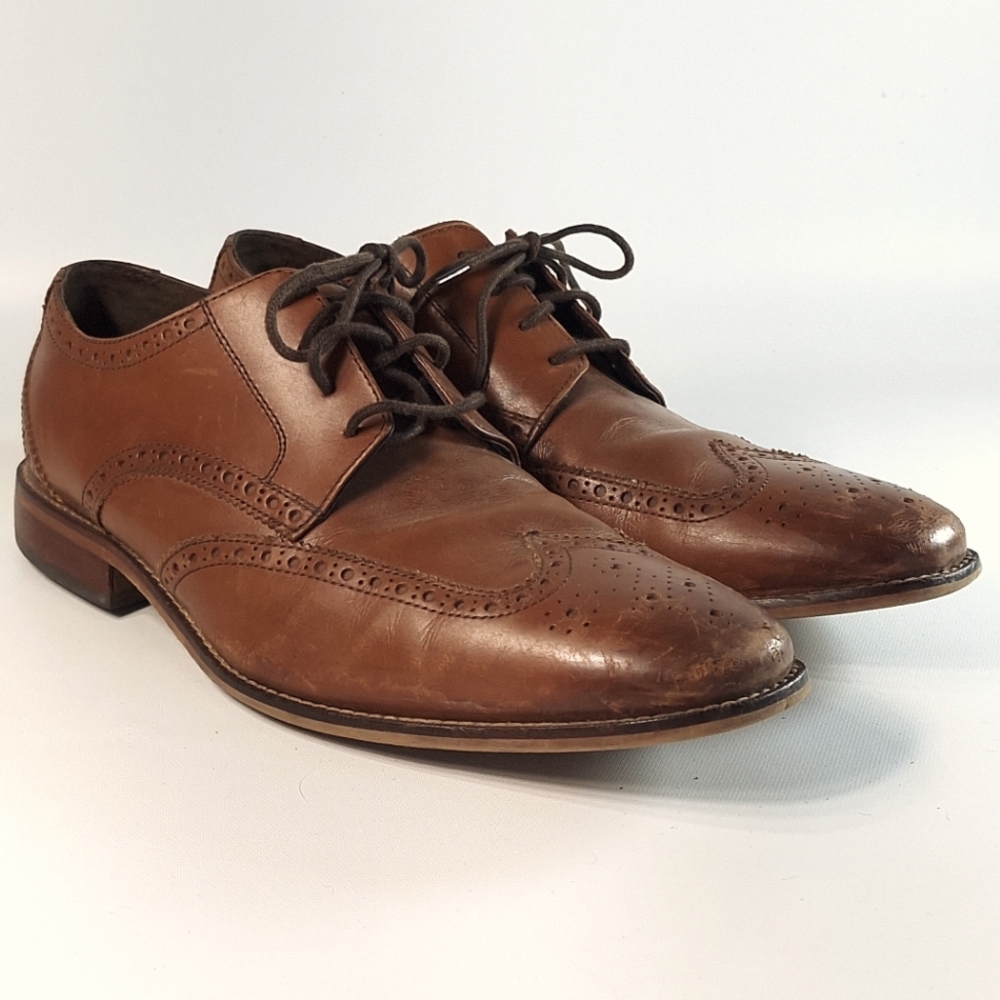 Florsheim 14137-257 Castellano Wingtip Lace Saddle Tan Leather, 10